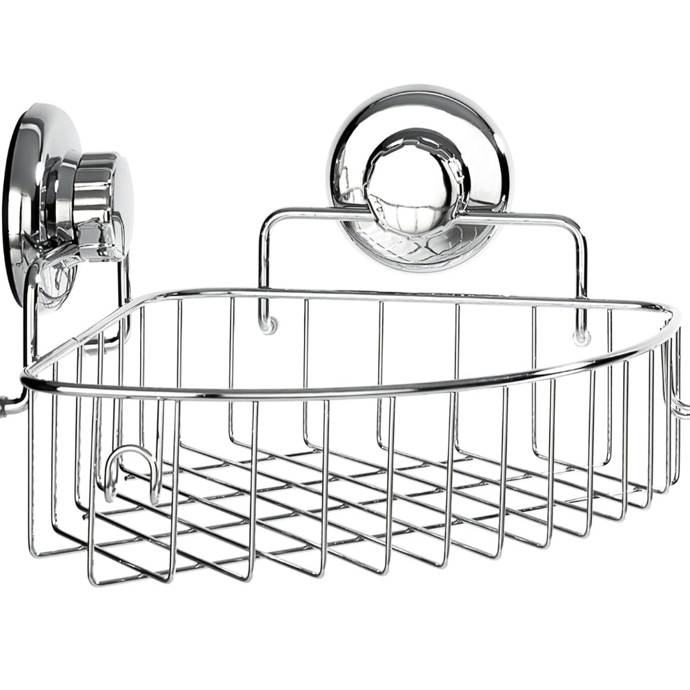 Corner Shower Caddy with Suction Cups and 3M Adhesive Mounting Discs NEW In Box